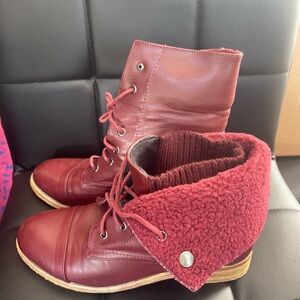 Burgundy Combat Boots